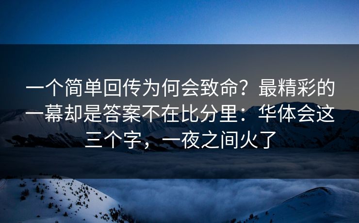 一个简单回传为何会致命？最精彩的一幕却是答案不在比分里：华体会这三个字，一夜之间火了