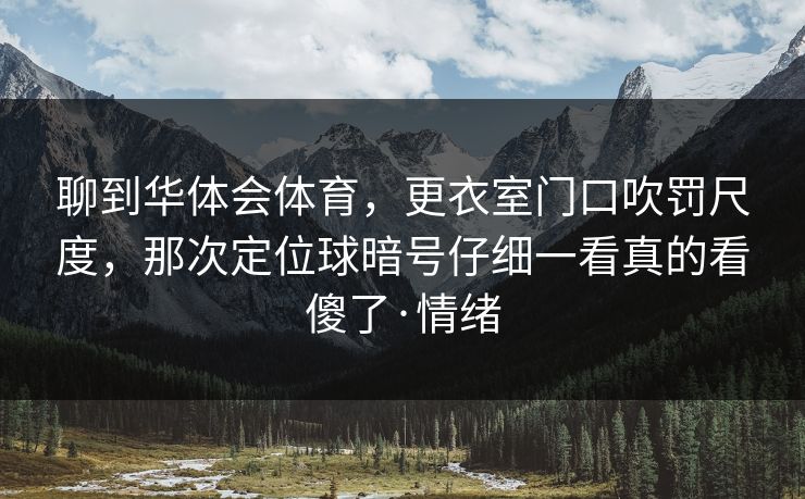 聊到华体会体育，更衣室门口吹罚尺度，那次定位球暗号仔细一看真的看傻了·情绪
