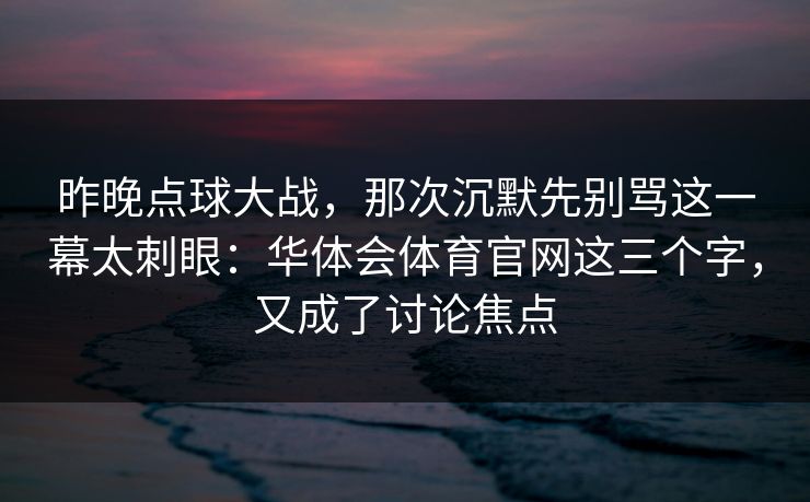 昨晚点球大战，那次沉默先别骂这一幕太刺眼：华体会体育官网这三个字，又成了讨论焦点