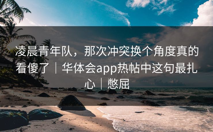 凌晨青年队，那次冲突换个角度真的看傻了｜华体会app热帖中这句最扎心｜憋屈