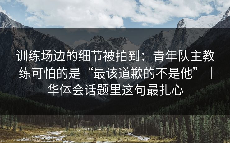训练场边的细节被拍到：青年队主教练可怕的是“最该道歉的不是他”｜华体会话题里这句最扎心